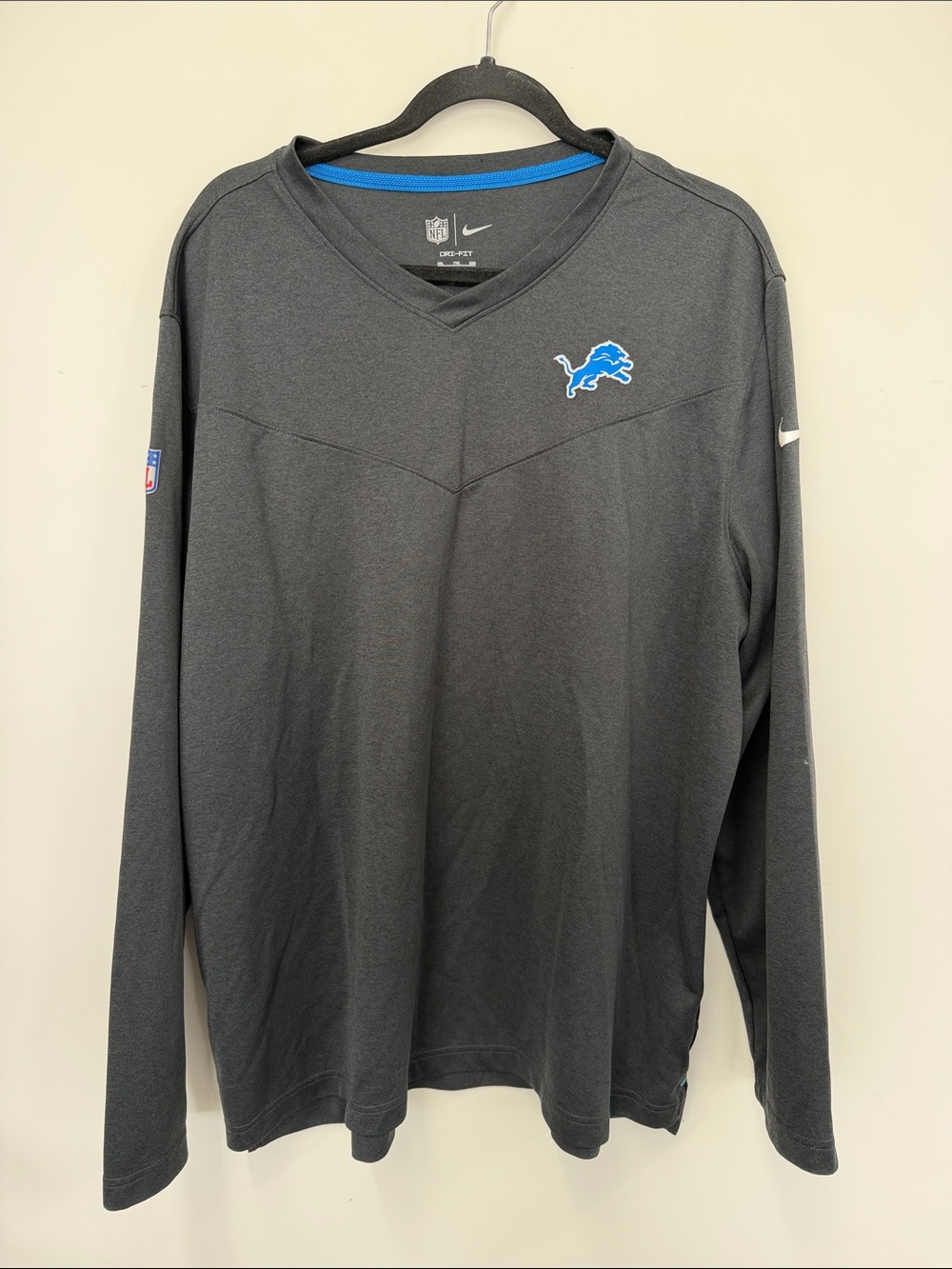 Nike Detroit Lions Long-Sleeve V-Neck Shirt - black/Blue xxl